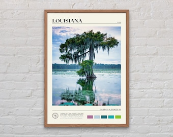 Foto real, Impresión de Luisiana, Arte mural de Luisiana, Póster de Luisiana, Foto de Luisiana, Impresión de póster de Luisiana, Decoración de pared de Luisiana, EE. UU.