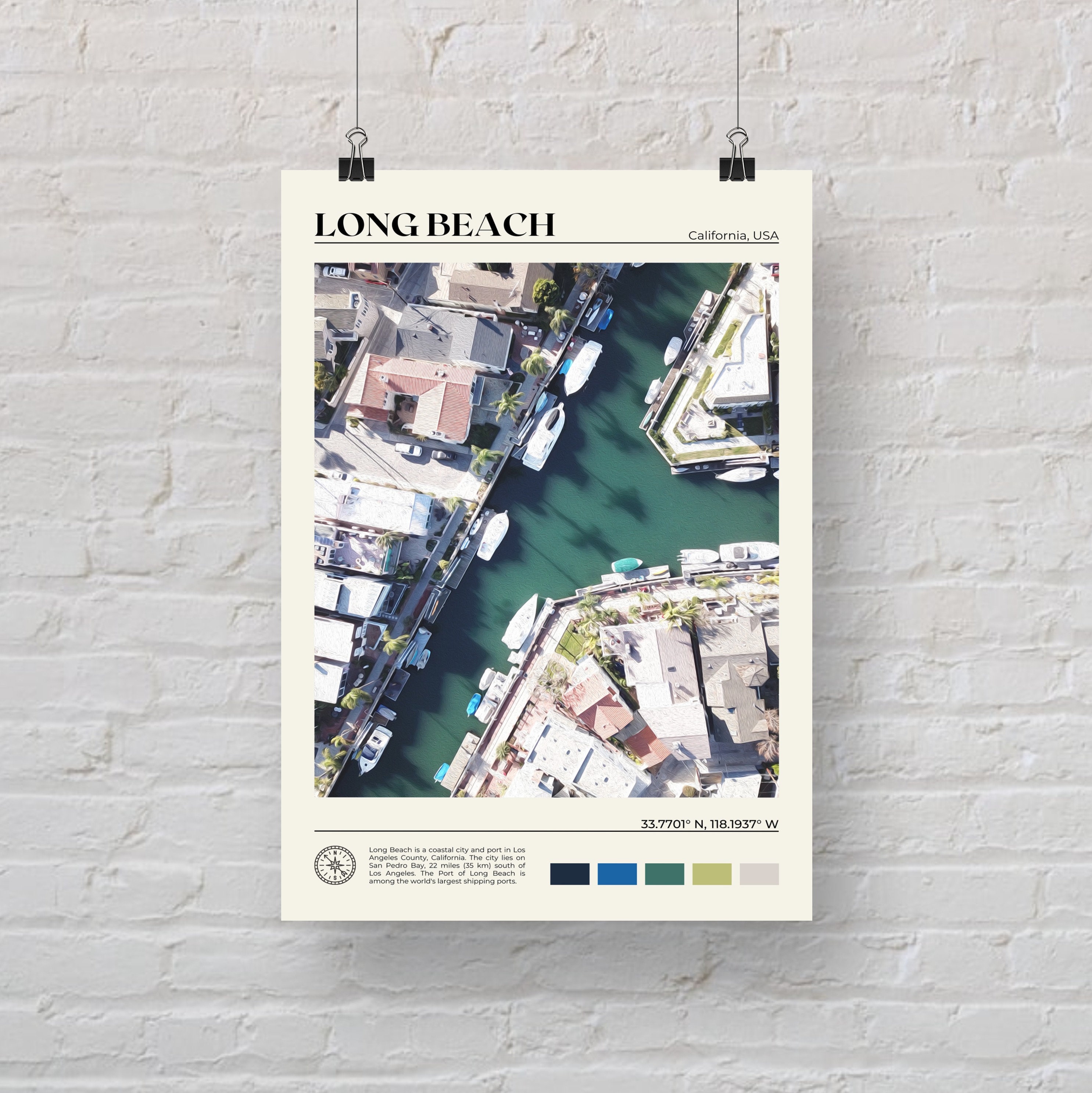 Digital Oil Paint Long Beach Print Long Beach Wall Art Long Etsy