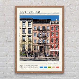 Foto real, Impresión de East Village, Arte mural de East Village, Póster de East Village, Foto de East Village, Impresión de póster de la ciudad de Nueva York, Nueva York