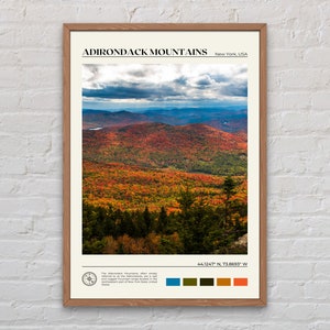 Vraie photo, impression montagnes Adirondack, art mural montagnes Adirondack, affiche Adirondack, photo montagnes Adirondack, impression New York