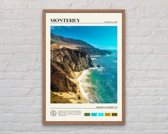Foto real, Impresión de Monterey, Arte mural de Monterey, Póster de Monterey, Foto de Monterey, Impresión de póster de Monterey, Decoración de Monterey, California