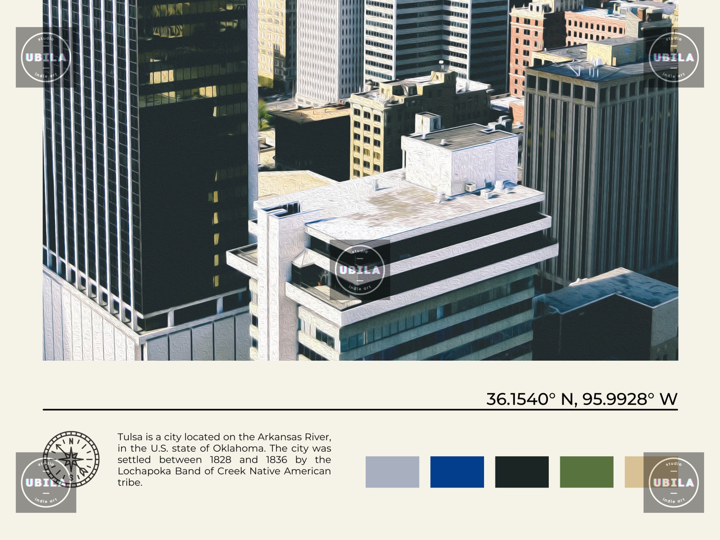 Digital Oil Paint Tulsa Print Tulsa Wall Art Tulsa Poster Etsy