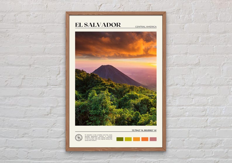 Riktigt foto, El Salvador Print, El Salvador Art, El Salvador Poster, El Salvador Photo, El Salvador Poster Print, El Salvador Decor bild 1