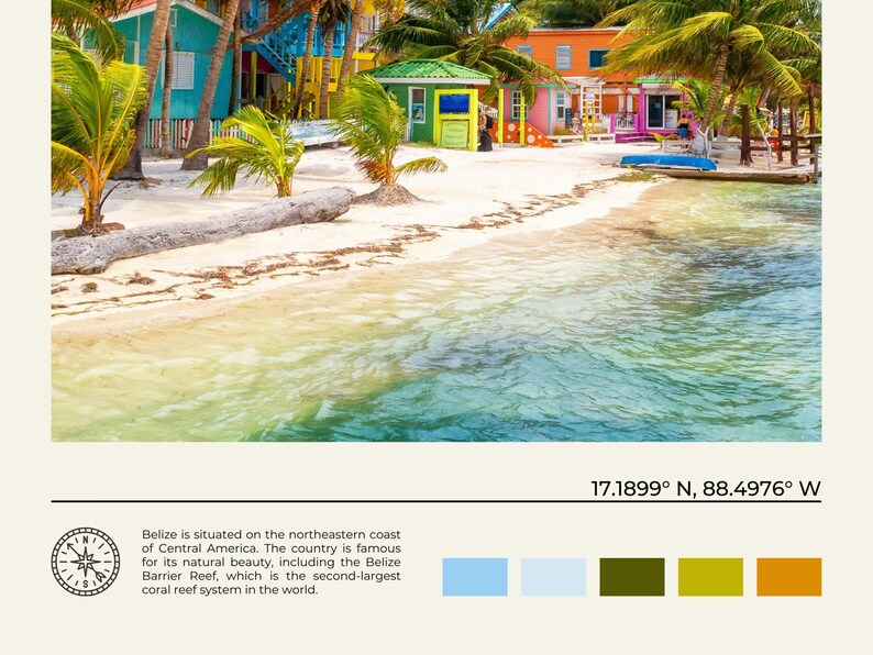 Foto reale, stampa del Belize, arte murale del Belize, poster del Belize, foto del Belize, stampa poster del Belize, decorazione murale del Belize, stampa dell'America Centrale immagine 6