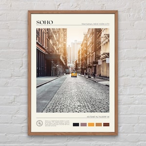 Fotografía real, impresión de SoHo de Nueva York, arte mural de Soho, póster de Soho, fotografía de Soho, impresión de póster de Soho, decoración de pared de Soho, impresión de póster de Nueva York