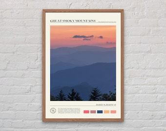 Prawdziwe zdjęcie, wydruk z Parku Narodowego Great Smoky Mountains, grafika ścienna z Great Smoky Mountains, plakat z Great Smoky Mountains, Stany Zjednoczone