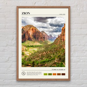 Vraie photo, impression du parc national de Zion, art mural de Zion, affiche de Zion, photo de Zion, impression d'affiche de Zion, décoration murale de Zion, impression des États-Unis