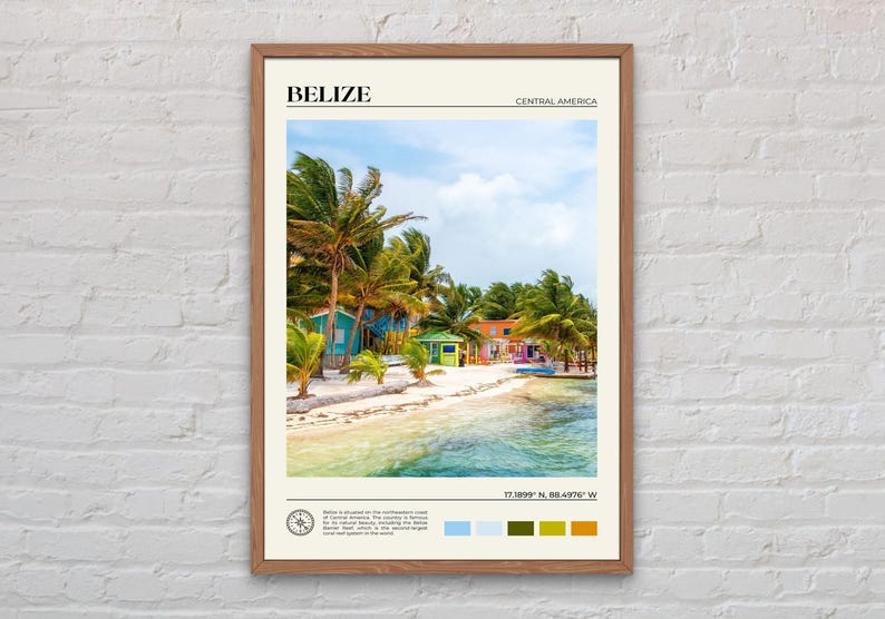 Foto reale, stampa del Belize, arte murale del Belize, poster del Belize, foto del Belize, stampa poster del Belize, decorazione murale del Belize, stampa dell'America Centrale immagine 1