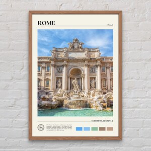 Foto real, Impresión de Roma, Arte mural de Roma, Póster de Roma, Foto de Roma, Impresión de póster de Roma, Decoración de pared de Roma, Fontana de Trevi, Roma, Italia