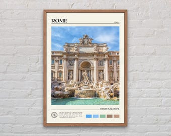 Foto real, Impresión de Roma, Arte mural de Roma, Póster de Roma, Foto de Roma, Impresión de póster de Roma, Decoración de pared de Roma, Fontana de Trevi, Roma, Italia