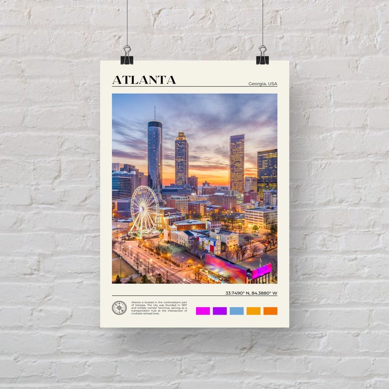 Foto reale, stampa di Atlanta, arte murale di Atlanta, poster di Atlanta, foto di Atlanta, stampa di poster di Atlanta, decorazione murale di Atlanta, stampa della Georgia immagine 5