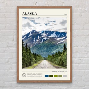 Foto real, impresión de Alaska, arte mural de Alaska, póster de Alaska, foto de Alaska, impresión de póster de Alaska, decoración de pared de Alaska, impresión de Estados Unidos