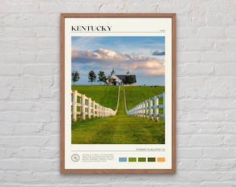 Foto reale, stampa del Kentucky, arte murale del Kentucky, poster del Kentucky, foto del Kentucky, stampa poster del Kentucky, decorazione murale del Kentucky, stampa USA