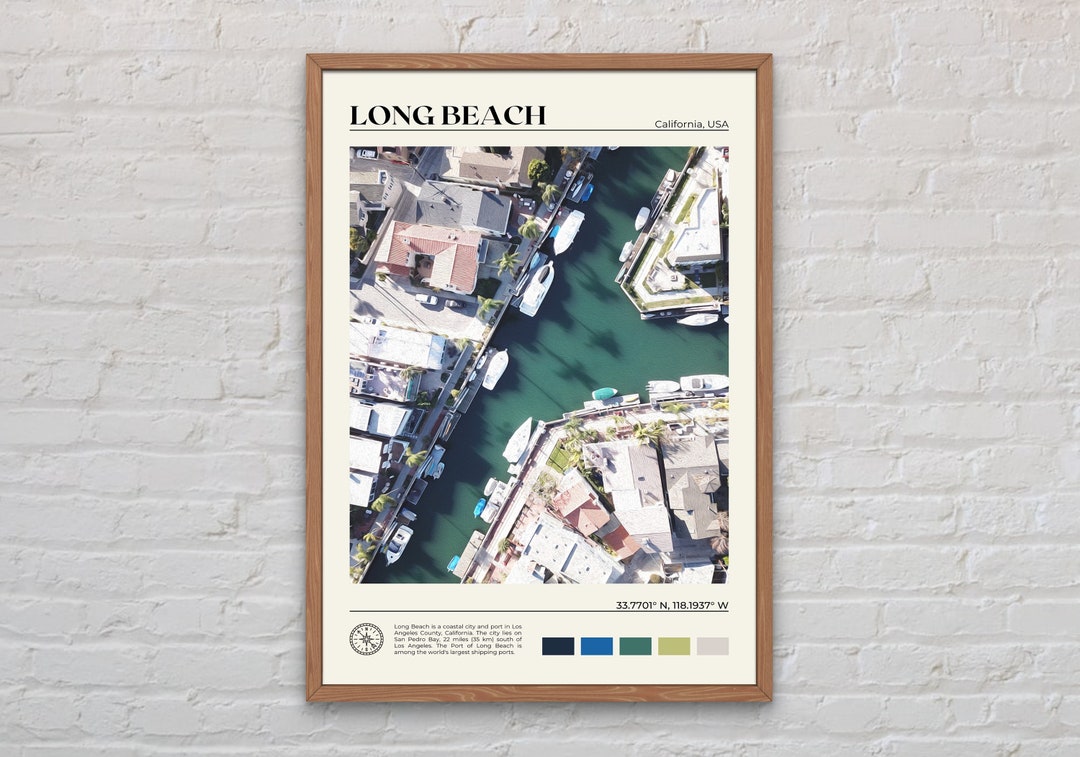 Digital Oil Paint Long Beach Print Long Beach Wall Art Long Etsy