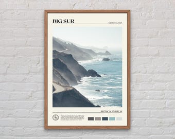 echtes Foto, Big Sur Druck, Big Sur Wandkunst, Big Sur Poster, Big Sur Foto, Big Sur Poster Druck, Big Sur Dekor, Kalifornien Druck