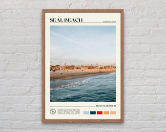 Foto real, Impresión de Seal Beach, Arte mural de Seal Beach, Póster de Seal Beach, Foto de Seal Beach, Decoración de pared de Seal Beach, Póster de California, EE. UU.