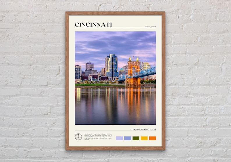 Real Photo, Cincinnati Print, Cincinnati Wall Art, Cincinnati Poster, Cincinnati Photo, Cincinnati Poster Print, Cincinnati Decor image 1