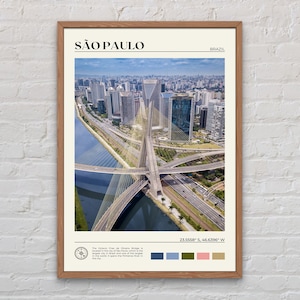 Foto real, Impresión de São Paulo, Arte de la pared de São Paulo, Cartel de São Paulo, Foto de São Paulo, Impresión de póster de São Paulo, Decoración de São Paulo, Brasil