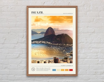 Foto real, impresión de Brasil, arte mural de Brasil, póster de Brasil, foto de Brasil, impresión de póster de Brasil, decoración de pared de Brasil, Sudamérica