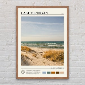 Foto real, impressão do Lago Michigan, arte de parede do Lago Michigan, pôster do Lago Michigan, foto do Lago Michigan, decoração do Lago Michigan, EUA