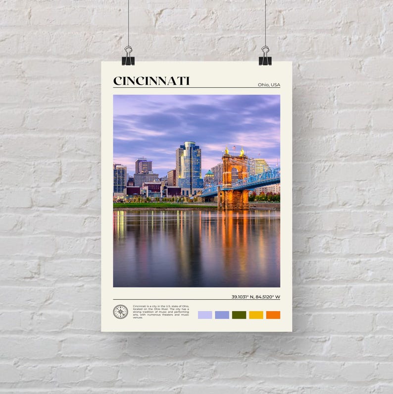 Real Photo, Cincinnati Print, Cincinnati Wall Art, Cincinnati Poster, Cincinnati Photo, Cincinnati Poster Print, Cincinnati Decor image 5