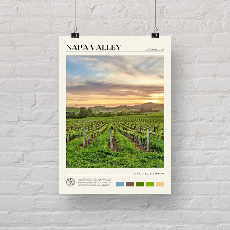 Foto reale, stampa della Napa Valley, arte murale della Napa Valley, poster della Napa Valley, foto della Napa Valley, stampa poster della Napa Valley, decorazioni della Napa Valley immagine 5