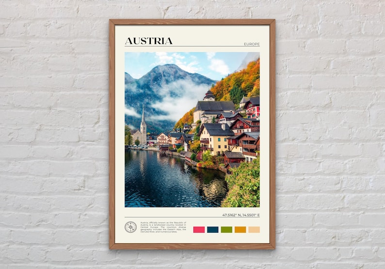 Foto real, Impresión de Austria, Arte mural de Austria, Póster de Austria, Foto de Austria, Impresión de póster de Austria, Decoración de pared de Austria, Póster de Europa imagen 1