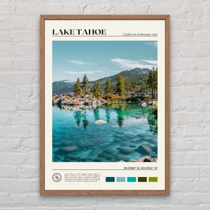 Foto real, impressão do Lago Tahoe, arte de parede do Lago Tahoe, pôster do Lago Tahoe, foto do Lago Tahoe, impressão de pôster do Lago Tahoe, decoração do Lago Tahoe