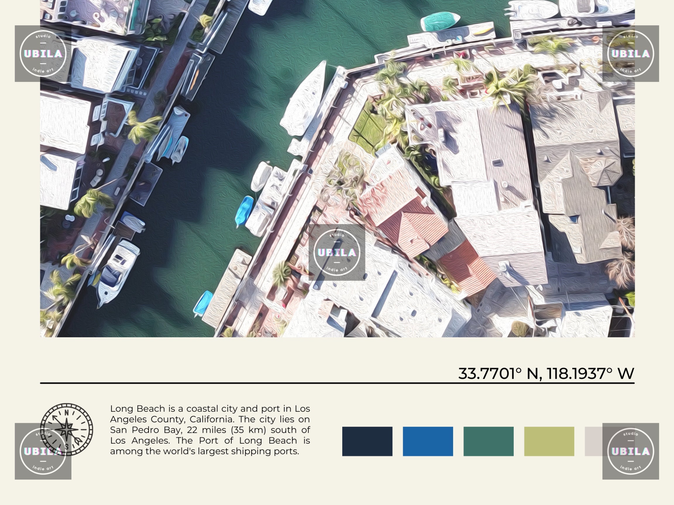 Digital Oil Paint Long Beach Print Long Beach Wall Art Long Etsy