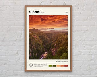 Foto real, Impresión de Georgia, Arte mural de Georgia, Póster de Georgia, Foto de Georgia, Impresión de póster de Georgia, Decoración de pared de Georgia, Estados Unidos