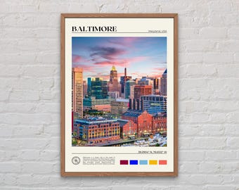 Foto real, Impresión de Baltimore, Arte mural de Baltimore, Póster de Baltimore, Foto de Baltimore, Impresión de póster de Baltimore, Decoración de pared de Baltimore, EE. UU.