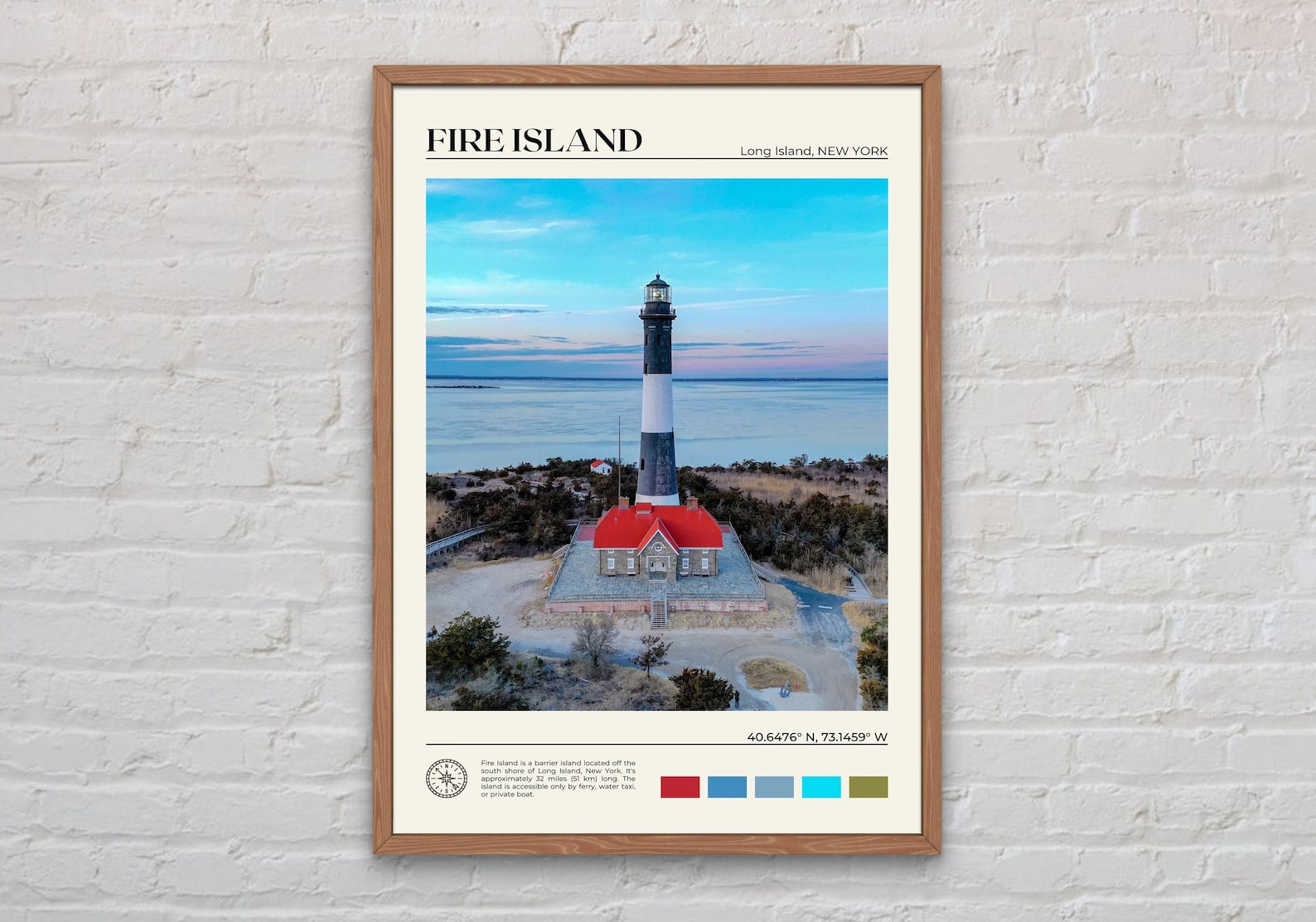 Real Photo, Fire Island Print, Fire Island Wall Art, Fire Island Poster, Fire Island Photo, Fire Island Wall Decor, New York Poster - 6x8" (15x20 cm), White Wood Frame