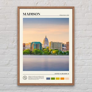 Foto real, Impresión de Madison, Arte mural de Madison, Póster de Madison, Foto de Madison, Impresión de póster de Madison, Decoración de pared de Madison, Wisconsin, EE. UU.
