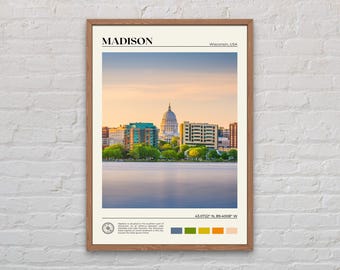 echtes Foto, Madison Druck, Madison Wand Kunst, Madison Poster, Madison Foto, Madison Poster Druck, Madison Wand Dekor, Wisconsin, USA