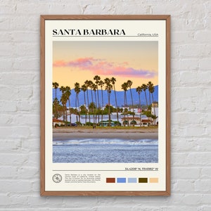 Foto real, impressão de Santa Barbara, arte de parede de Santa Barbara, pôster de Santa Barbara, foto de Santa Barbara, impressão de pôster de Santa Barbara
