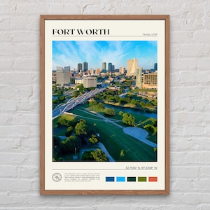 Foto real, impresión de Fort Worth, arte mural de Fort Worth, póster de Fort Worth, foto de Fort Worth, impresión de póster de Fort Worth, decoración de Fort Worth