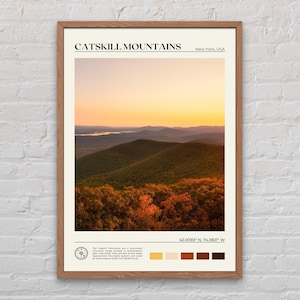 Foto real, impresión de las montañas Catskill, arte mural de las montañas Catskill, póster de Catskill, foto de las montañas Catskill, impresión de póster de Nueva York