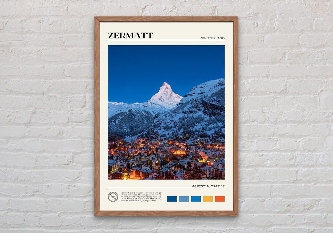 Real Photo, Zermatt Print, Zermatt Wall Art, Zermatt Poster, Zermatt