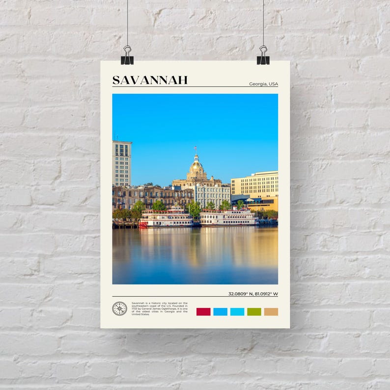 Foto real, Impresión de Savannah, Arte mural de Savannah, Póster de Savannah, Foto de Savannah, Impresión de póster de Savannah, Decoración de Savannah, Impresión de Georgia imagen 5