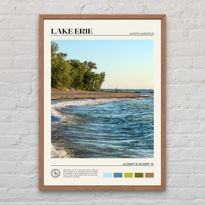 Foto real, impressão do Lago Erie, arte de parede do Lago Erie, pôster do Lago Erie, foto do Lago Erie, impressão de pôster do Lago Erie, decoração de parede do Lago Erie