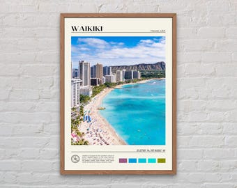 Echtes Foto, Waikiki-Druck, Waikiki-Wandkunst, Waikiki-Plakat, Waikiki-Foto, Waikiki-Plakatdruck, Waikiki-Wanddekor, Hawaii-Plakat