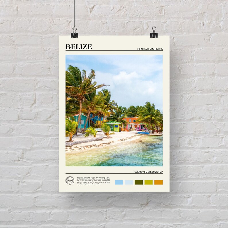 Foto reale, stampa del Belize, arte murale del Belize, poster del Belize, foto del Belize, stampa poster del Belize, decorazione murale del Belize, stampa dell'America Centrale immagine 5