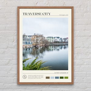 Foto real, impressão de Traverse City, arte de parede de Traverse City, pôster de Traverse City, foto de Traverse City, decoração de parede de Michigan, pôster dos EUA