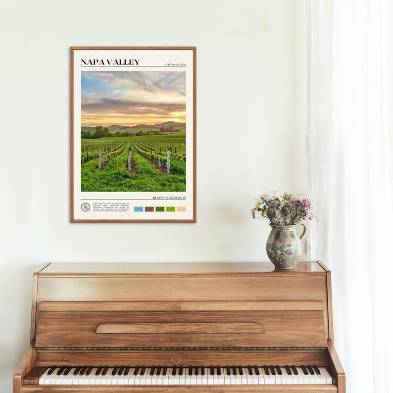 Foto reale, stampa della Napa Valley, arte murale della Napa Valley, poster della Napa Valley, foto della Napa Valley, stampa poster della Napa Valley, decorazioni della Napa Valley immagine 4