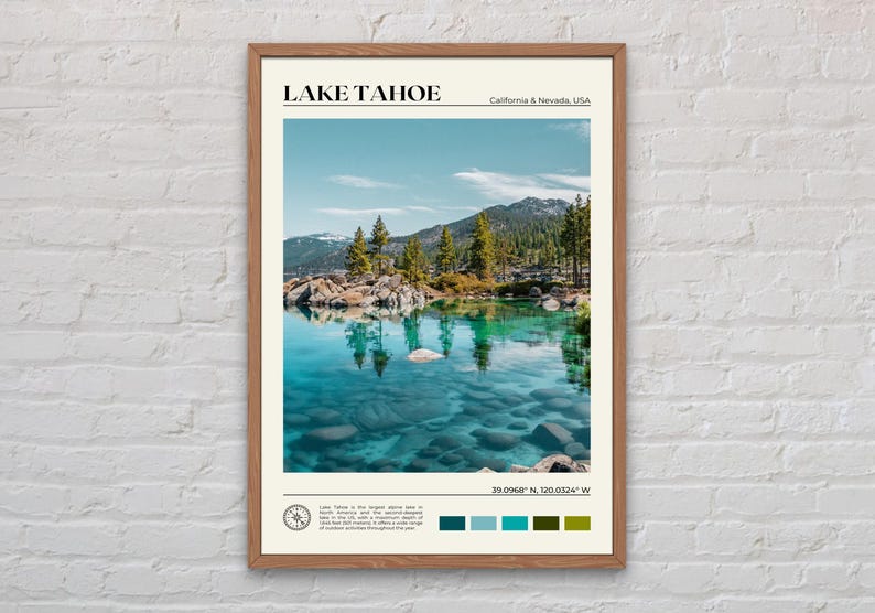 Real Photo, Lake Tahoe Print, Lake Tahoe Wall Art, Lake Tahoe Poster, Lake Tahoe Photo, Lake Tahoe Poster Print, Lake Tahoe Decor image 1