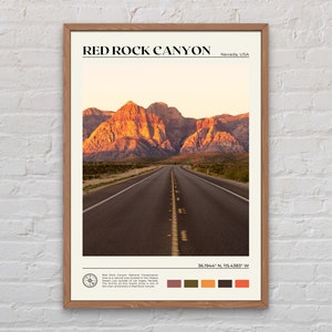 Echte foto, Red Rock Canyon-afdruk, Red Rock Canyon-muurkunst, Red Rock Canyon-poster, Red Rock Canyon-foto, Red Rock Canyon-decor, Nevada