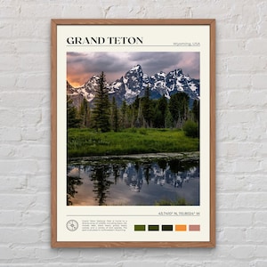 Foto real, Impresión de Grand Teton, Arte mural de Grand Teton, Póster de Grand Teton, Foto de Grand Teton, Decoración de pared de Grand Teton, Póster de Wyoming