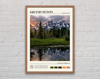 Foto real, Impresión de Grand Teton, Arte mural de Grand Teton, Póster de Grand Teton, Foto de Grand Teton, Decoración de pared de Grand Teton, Póster de Wyoming
