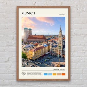 Foto real, impressão de Munique, arte de parede de Munique, pôster de Munique, foto de Munique, impressão de pôster de Munique, decoração de parede de Munique, impressão de pôster da Alemanha