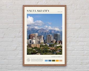 Foto real, impresión de Salt Lake City, arte mural de Salt Lake City, póster de Salt Lake City, foto de Salt Lake City, decoración de Salt Lake City, EE. UU.